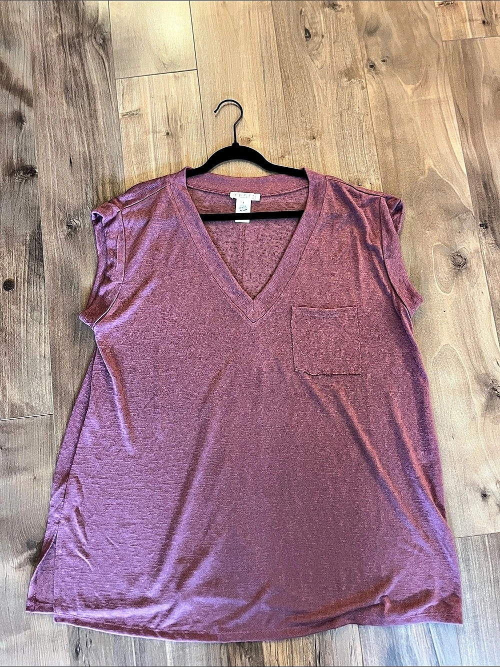 FESTI Oversized V-Neck Pocket Tee Pink Size 1